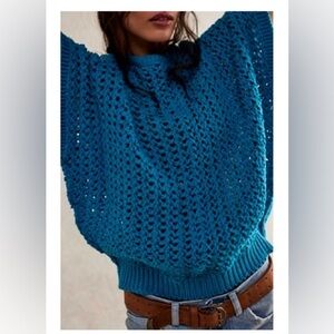 Free People Blue Knit Sweater NWT!